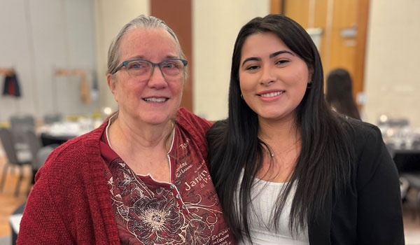 Nursing student Jennifer Fuentes and Dr. Barb deRose pose for a photo